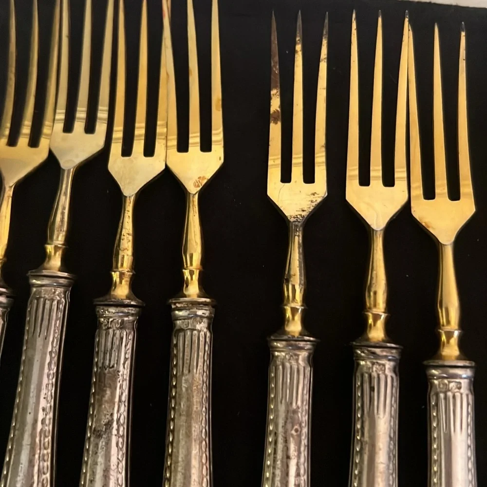 Antique 800 silver crown hallmark silverware forks & knives 6” cutlery